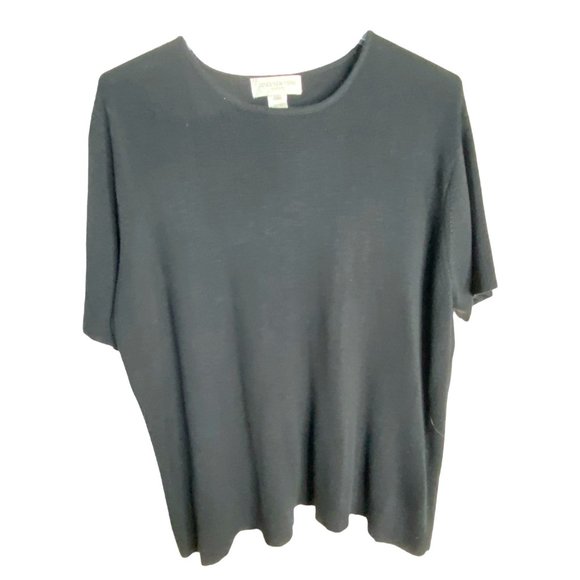 Jones New York Tops - Jones New York Womens Black Ribbed Knit Short Sleeve Top Size 2X